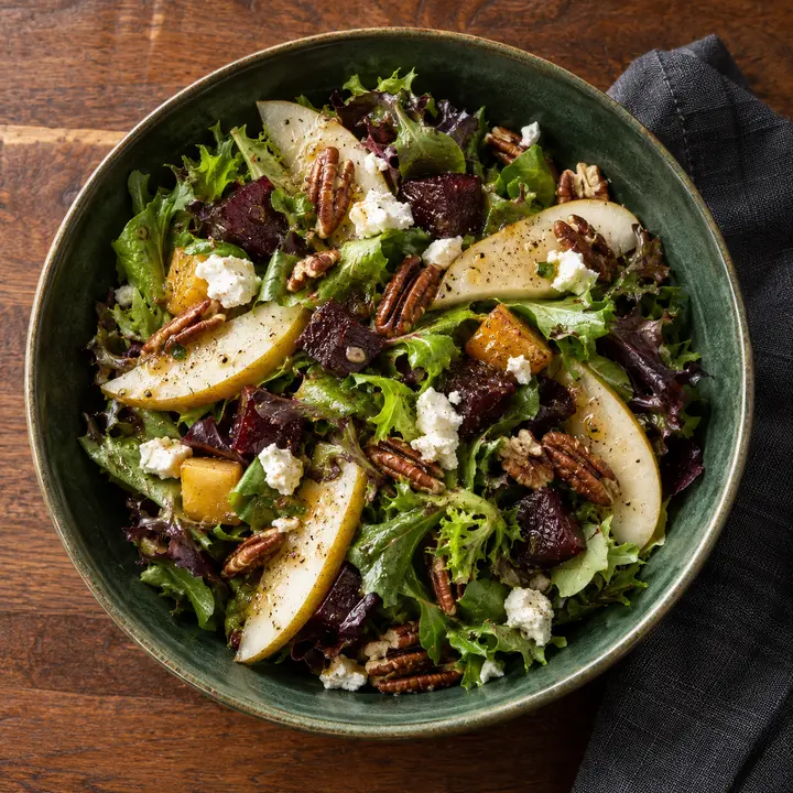 Orchard and goat cheese salad