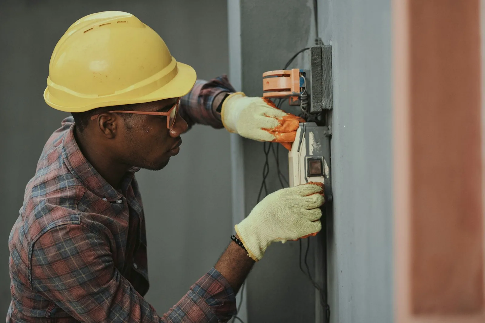 Electrician installing residential wiring