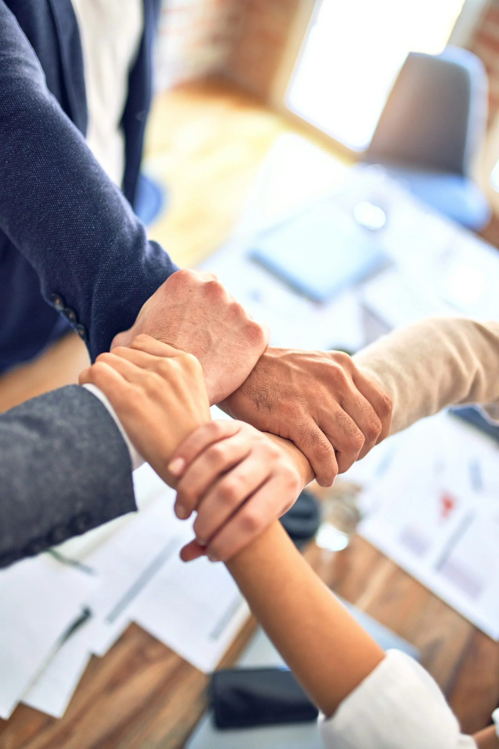 Colleagues showing unity during a working session